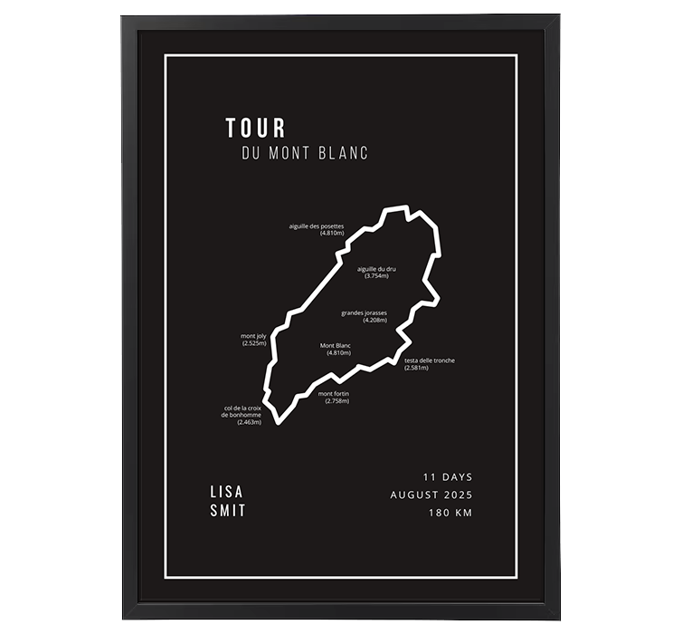 Tour Du Mont Blanc Minimalistic Black